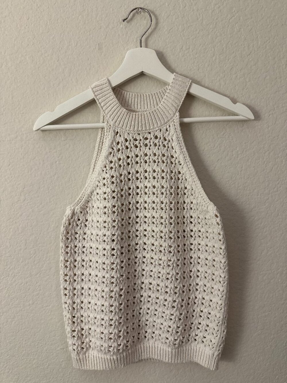 Universal Thread Crochet Ivory White Halter Tank Top Sz Xs